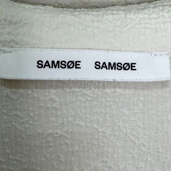 Samsoe Samsoe Margot Blouse Size XS White Puff Sleeve Collared Top - Picture 4 of 9